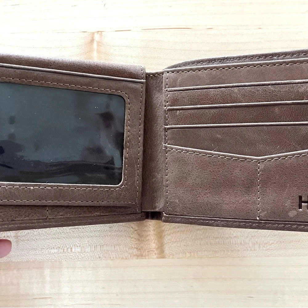 Himi Coffee Brown Leather RFID Bifold Wallet